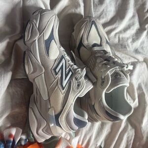 New Balance Cream and Blue Athletic Shoes